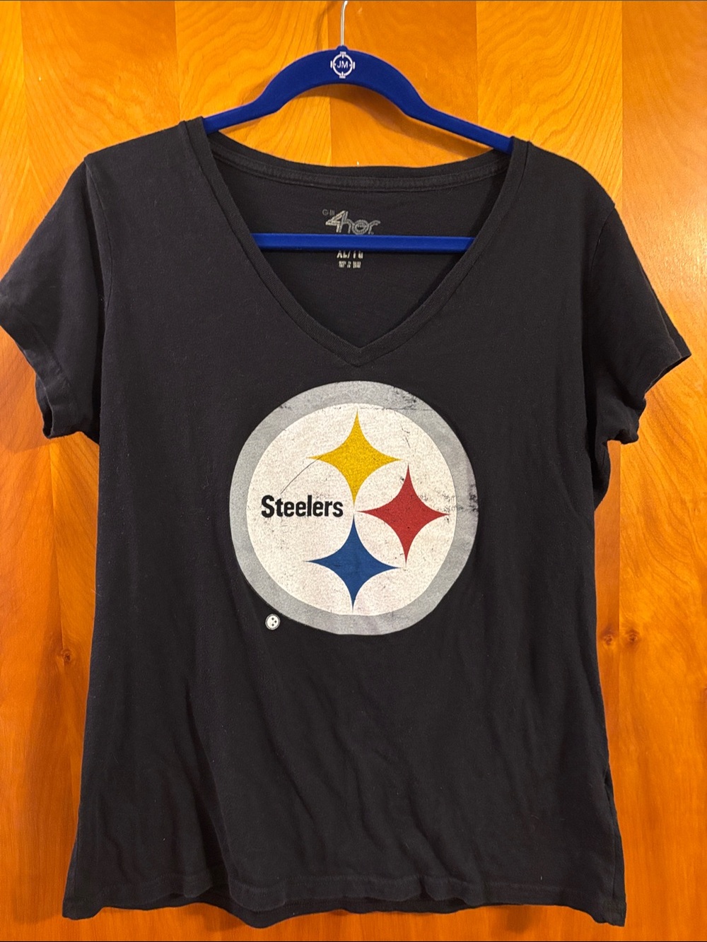 Pittsburgh Steelers Women's Black V-Neck Tee by 4th & Ocean